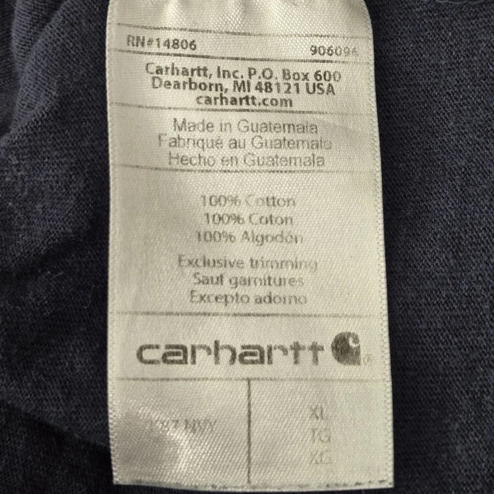 Carhartt Men Shirt XL Navy Workwear Logo Loose Short Sleeve READ